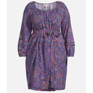 Terra & Sky Womens Knee Length Paisley Dress with POCKETS Multicolor 4X